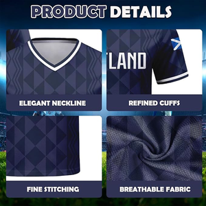 Maillot de football personnalisé pour hommes d'Écosse, col en V, manches courtes, 100 % polyester respirant, vêtements de football pour adultes - Product Image 2