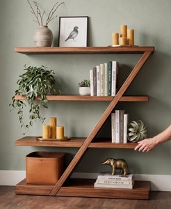 Modern <b>Wooden</b> Tiered Shelf 4-Tier Freestanding Backless <b>Bookcase</b> For Living Room Home Furniture Midcentury Design - Product Image 2