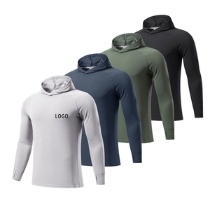 Men's Breathable Quick Dry Summer Gym Hoodie Finger Hole Spandex/Polyester Pullover Athletic Workout Long Sleeve Shirt Running - Product Image 2