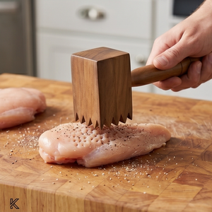 Wholesale Price Premium Teak Wood Meat Mallet Handcrafted Dual Sided Tenderizer Eco Friendly Steak Hammer Kitchen Utensil - Product Image 6