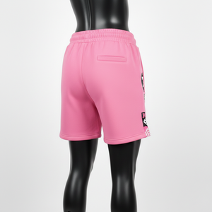 กางเกงบาสเก็ตบอลผู้หญิงผ้าฝ้ายโพลีฟลีซคุณภาพสูง สีชมพู เนื้อผ้านุ่มสบาย ปักโลโก้แบบแพทช์ กางเกงขาสั้นผู้หญิงสั่งทำได้ - Product Image 6