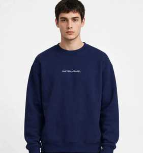 Oneten Men's <b>Navy</b> Blue Crewneck <b>Sweatshirt</b> Casual Loose Fit Long Sleeve Pullover 100% Polyester Printed Spring - Product Image 2
