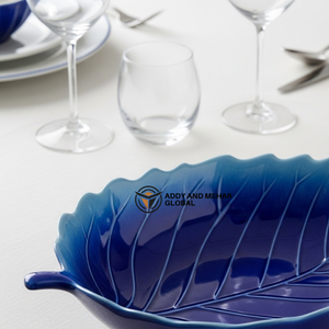 Moderna Tazón de Cerámica con Diseño de Hojas Azules, Plato Decorativo para Frutas y Bocadillos, Vajilla Elegante para la Mesa del Comedor del Hogar - Product Image 4