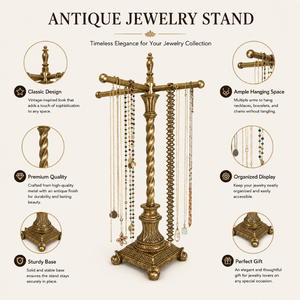 Premium Brass Jewelry Stand with Rotating Arms Necklace Bracelet Holder Elegant <b>Vanity</b> Organizer Display Rack for Home Decor Use - Product Image 5