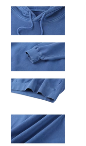 เสื้อฮู้ดโอเวอร์ไซส์ผู้ชาย สีดำล้วน ผ้าฝ้ายฟลีซ สวมใส่สบายๆ ในฤดูใบไม้ร่วง ทรงปกติ แบบถัก มีเชือกผูก - Product Image 6