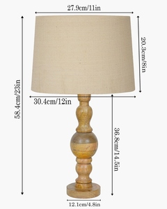 Industrial Wood Bubble Bedside Table Lamp farmhouse Living Room <b>Light</b> Khadi <b>Drum</b> <b>Shade</b> - Product Image 2
