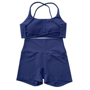 ชุดกางเกงขาสั้นสำหรับโยคะชุดออกกำลังกายสองชิ้นสำหรับผู้หญิงชุดออกกำลังกายฟิตเนสบราสายรัดเอวสูงชุดวอร์มสำหรับวิ่ง - Product Image 1