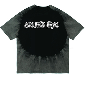 Camiseta de Manga Corta con Cuello Redondo y Estampado Tie-Dye para Hombre, Logotipo Personalizado, Corte Holgado, Estilo Urbano, Tejido de Punto, Largo Regular - Product Image 1