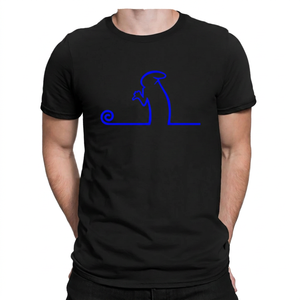 T-shirt noir à manches courtes pour homme avec motif graphique à ligne blanche, col rond, coupe décontractée, imprimé sur le devant, longueur standard - Product Image 4