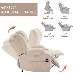 Poltrona Reclinabile Elettrica in Ciniglia Resistente fino a 160 kg con Massaggio a Vibrazione a 8 Punti e Riscaldamento Lombare - Product Image 4