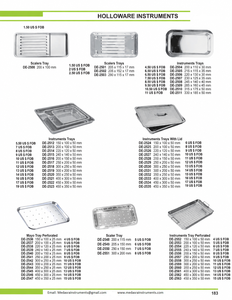 Plateau pour instruments chirurgicaux en acier inoxydable avec couvercle, rectangulaire, de qualité médicale, stérile, pour procédures, DE-2524 - DE-2535 - Product Image 5