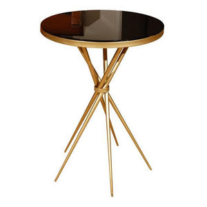 Table d'appoint contemporaine en aluminium avec plateau en verre, table d'appoint minimaliste pour la décoration intérieure - Product Image 4
