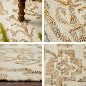 Alfombra Botánica de Yute y Lana Tejida a Mano al por Mayor para Decoración de Hoteles, Salas de Estar y Hogares - Product Image 3