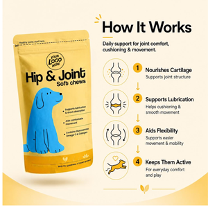 Complément alimentaire pour chiens et chats OEM et ODM pour les articulations des hanches, à haute teneur en protéines, sous forme de friandises molles, pour la mobilité, le soulagement de la douleur, avec glucosamine, chondroïtine et MSM - Product Image 4