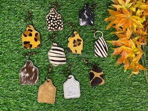 พวงกุญแจหนังวัวมาใหม่พวงกุญแจหนังพิมพ์ลายเสือดาววัวพวงกุญแจหนังมีสไตล์ - Product Image 6