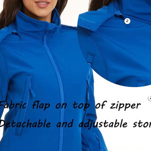 Veste en polaire bleue pour homme Econex Sports, à capuche, fermeture éclair intégrale, col montant, imperméable, coupe-vent, vêtements décontractés pour l'extérieur, coupe régulière - Product Image 3