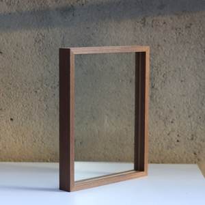 Rosewood Veneer Floating Photo <b>Frame</b>, Double Sided Glass, Pressed Flower Display - Product Image 3