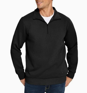Sweat-shirt en molleton de coton à fermeture éclair quart de tour, coupe décontractée, directement de l'usine, pour les marques de streetwear américaines - Product Image 2