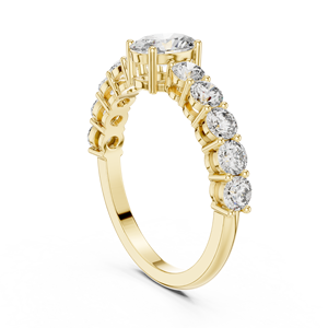 Bague de fiançailles Art Déco Vinson Project en acier inoxydable avec moissanite multi-pierres exquise, centre ovale et design à griffes graduées, de laboratoire - Product Image 4