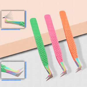 Pince à épiler d'extension de cils personnalisée de marque privée mince volume incurvé et droit embouts de fibres à forte tenue pour les soins de beauté des cils - Product Image 3