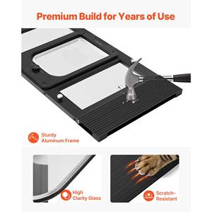 Accessoire de porte pour chat noir réglable, 4 modes de verrouillage sécurisés, cadre en aluminium, verre haute transparence, résistant aux intempéries - Product Image 6