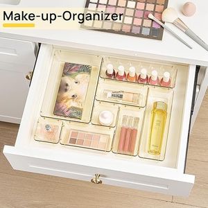 Set di 25 Organizzatori per Trucchi in Plastica Trasparente, Versatili, 4 Misure, Vassoi Organizzatori per Cassetti del Bagno, Contenitori per la Conservazione - Product Image 2