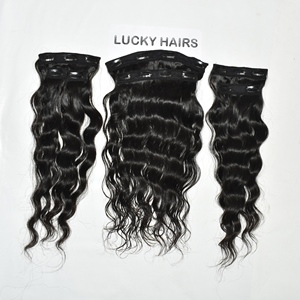 Extensiones de Cabello Humano Natural 100% Virgen Hindú, Ondulado, Sin Procesar, Cutícula Alineada, con Clip, Precio al por Mayor - Product Image 6