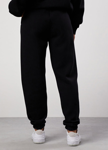 Premium Custom Black Women's Petite Contrast Folded Wide Leg Joggers Terry Fleece Soft Touch Sweatpants Women's Pants & <b>Trouser</b> - Product Image 3