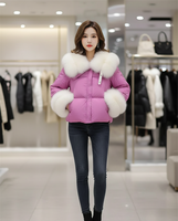 Veste d'hiver pour femme en coton tricoté, réversible, écologique, imperméable, coupe-vent, épaisse, avec garniture en peau de vache, à capuche, matelassée, amovible