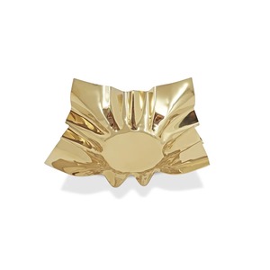 Bol en métal froissé moderne avec un design de ruban sculpté distinctif et une finition plaquée or, parfait pour une décoration glamour - Product Image 4