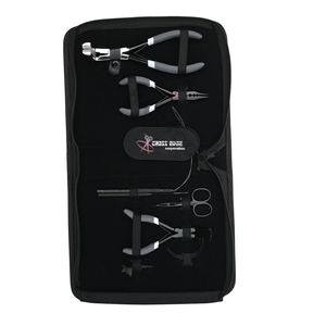 Kit d'outils professionnels pour extensions de cheveux dorées : Pince à micro-perles, aiguilles courbées, mini-ciseaux et crochet d'installation - Product Image 1