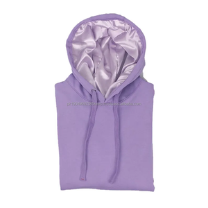 Sweats à capuche surdimensionnés à double couche avec logo imprimé bouffant 100% coton biologique doublé de satin Sweats à capuche brodés personnalisés - Product Image 5