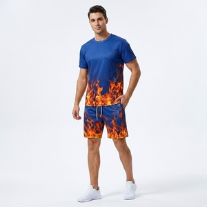 100% Polyester Tshirt and Short Set Wholesale Personalized Heavyweight Blank Custom Streetwear Training tracksuit - Product Image 2