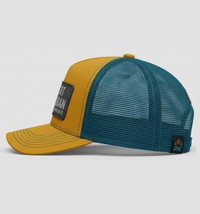 Casquette Trucker en Maille Jaune et Bleue, Réglable, Unisexe, 6 Panneaux, Style Décontracté, Logo en Caoutchouc en Relief sur le Panneau Avant, Idéale pour l'Extérieur - Product Image 4