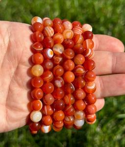 Hot Sale Premium Grade Feng Shui <b>Red</b> Sardonyx Crystal Beaded <b>Bracelet</b> Handmade Women's Men's Natural Healing Stone Elastic - Product Image 5