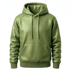 Sudadera con capucha de cuero genuino para hombre de alta calidad |   Sudadera con Capucha Extra Grande de Lujo para Streetwear |   Suéter Personalizado de Piel de Cordero Suave para Invierno - Product Image 3