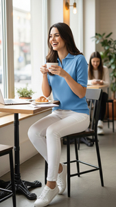 Conjunto de Pantalones Casuales y Camiseta Polo de Manga Corta para Mujer, Corte Ajustado, Color Sólido, Cuello con Solapa, Estilo Informal para el Día a Día - Product Image 2