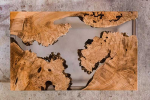 Mesa de Centro de Madera Maciza con Resina Epoxi Blanca Industrial, Decoración para el Hogar - Product Image 3