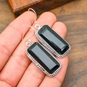 Pendientes de espinela negra hechos a mano en plata de ley 925, joyería de piedras preciosas naturales, regalo de cumpleaños para ella - Product Image 4