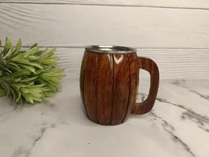 Mug à café et à bière en bois japonais écologique, fait main, peint à la main, résistant à la chaleur, vaisselle pour la maison et la cuisine - Product Image 2