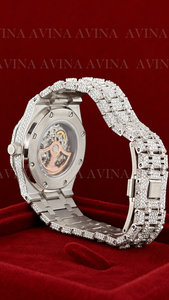 Reloj de Lujo con Incrustaciones de Moissanita para Hombre, Diseño de Esqueleto |   Reloj Mecánico Automático con Diamantes Incrustados |   Reloj de Estilo Hip Hop Real - Product Image 4