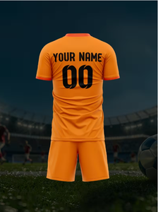 Conjunto de Camiseta de Fútbol con Cuello en V, Manga Corta, Naranja, Impresión por Transferencia de Calor, Poliéster, Nombre del Equipo 00, Unisex, Absorbe la Humedad, para Todas las Temporadas - Product Image 2