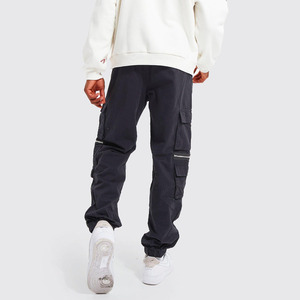 Pantalon cargo décontracté pour homme, multi-poches, détail de poche zippée, poignets élastiques, léger, imperméable, respirant, été - Product Image 3