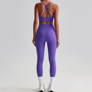 Ensemble de yoga 2 pièces haut de gamme pour femme, ultra-élastique, séchage rapide, écologique, respirant, sculptant, longueur intégrale – Entrepôt américain - Product Image 2