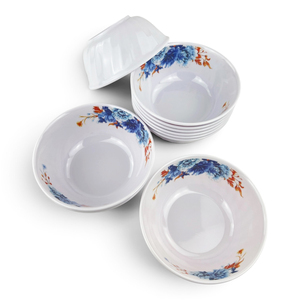 Juego de Vajilla de Melamina con Diseño Floral Azul, Tazones Redondos con Patrón Mixto, Vajilla para 4 Personas, Apta para Lavavajillas - Product Image 5