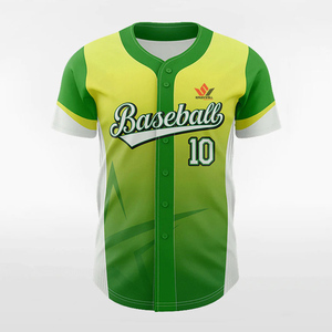 เสื้อเบสบอลสีเขียวเหลือง SPARKWILL พิมพ์ลายแบบ Sublimated ระบายเหงื่อได้ดี สำหรับผู้ใหญ่ แขนสั้น ติดกระดุมด้านหน้า เสื้อทีม - Product Image 1