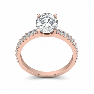 Anillo de Compromiso de Oro Rosa de 14K con Diamante Solitario de Corte Redondo y Detalles |   Anillo de Boda Elegante en Oferta, Joyería Fina para Regalo - Product Image 2