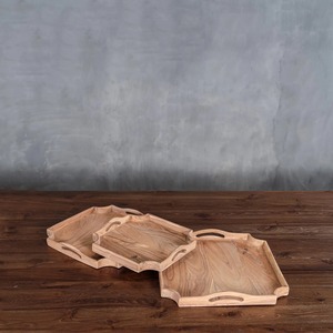 Natural Wooden Serving <b>Tray</b> Set Rectangle Stackable Unfinished Minimalist Design for Table Use Food Drink <b>Storage</b> <b>Trays</b> - Product Image 2