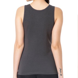 Débardeur en jersey tricoté gris à col rond pour femme, couleur unie, respirant, décontracté, sans manches, longueur standard - Prix de gros - Product Image 2