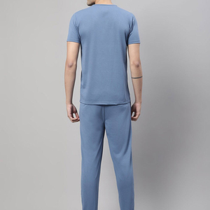 Conjunto Deportivo de Verano para Hombre, Diseño Moderno, Corte Ajustado, Color Azul, en Oferta, Camiseta de Cuello Redondo y Pantalones - Product Image 2